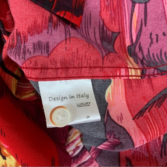 Hawaiian Vacation Red Sunset Aloha Shirt Small Tropical Surf Beach Vibes - Picture 4 of 4